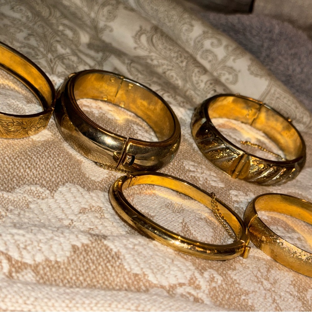 Monet Napier Gold Hinge Bangle Bracelet LOT EUC Gold Plated